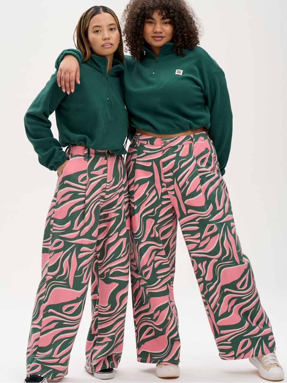 Lucy & Yak Cole Organic Twill Jeans Pink Green Zebra Size W28 *Altered